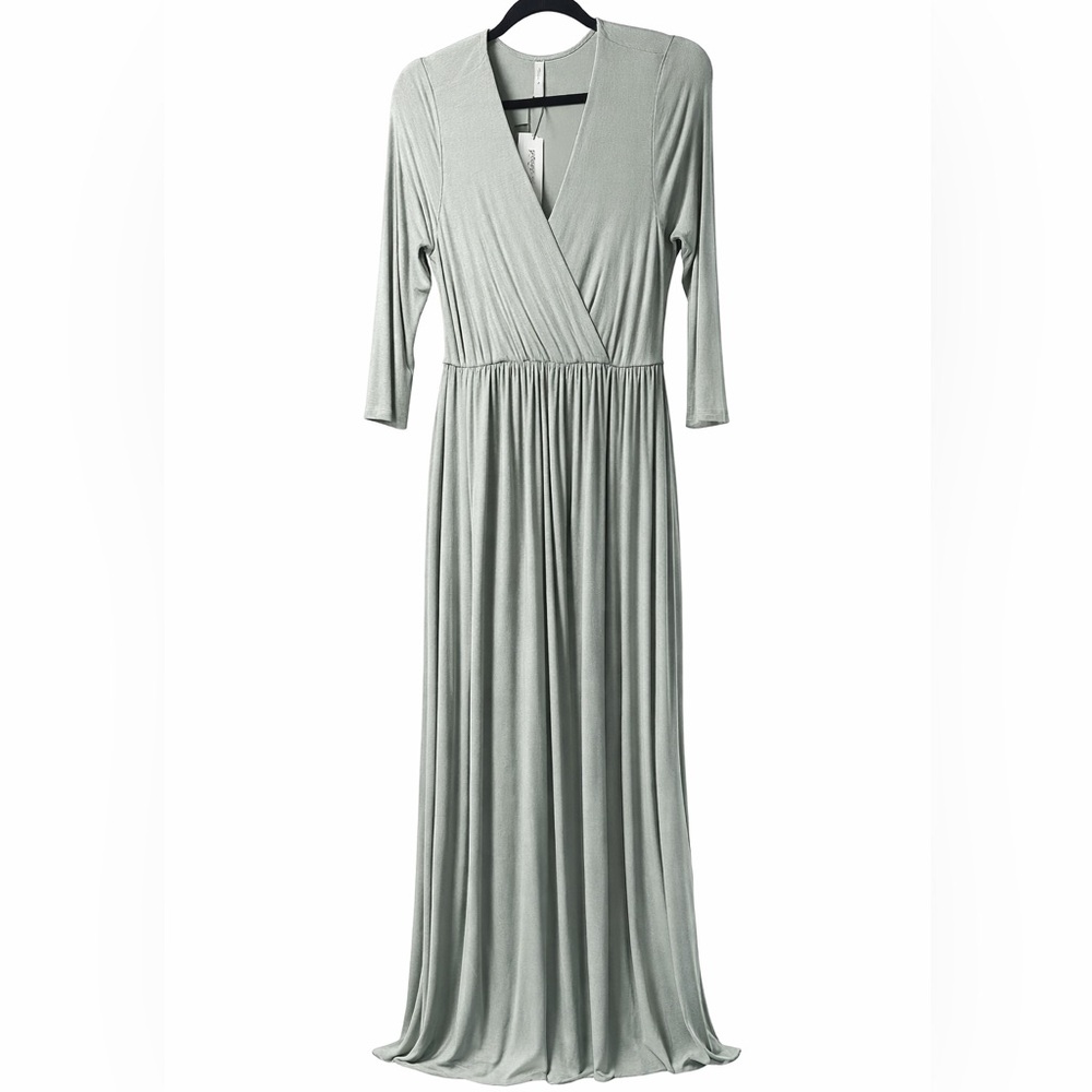 BNWT - Mother Bee Maternity V-Neck 3/4 Sleeve Ruched Waist Dress - Size M
